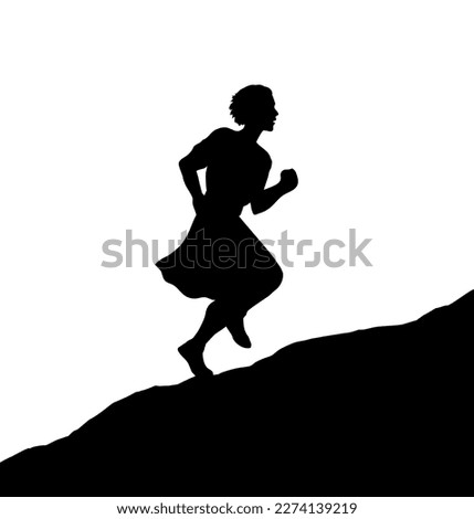 Line black hand drawn fast flee late go walk fly path way sky. Luxury noble dress cloth jewish male guy active human girl move flight leave desert sand dune road retro age east Arab story art sketch