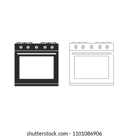 A line & black Oven vector icon.