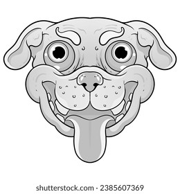 Line black and white Animal dog tattoo isolated in white background