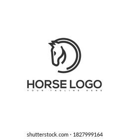 logo de la cabeza de caballo blanco y negro