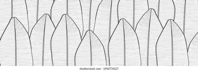 Line schwarz weiß und Naturhintergrund. Blumenmuster, spaltblättrige Magnolienblätter mit Linien-Kunstgrafik.