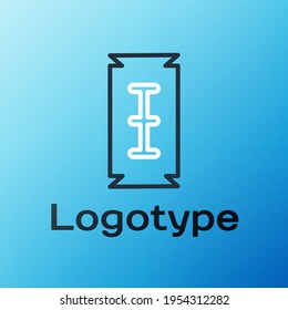 Line Blade razor icon isolated on blue background. Colorful outline concept. Vector Illustration