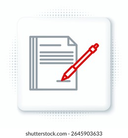 Line Blank notebook and pen icon isolated on white background. Paper and pen. Colorful outline concept. Vector