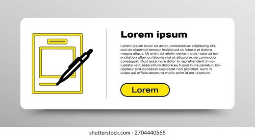 Line Blank notebook and pen icon isolated on white background. Paper and pen. Colorful outline concept. Vector