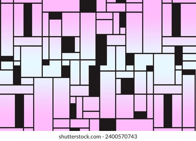 Line and block motif pattern vector illustration.