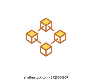 Line blockchain color icon for web design