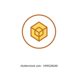 Line blockchain icon isolated on white background. Outline symbol for website design, mobile application, ui. Blockchain pictogram. Vector illustration, editorial stroсk. 