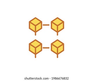 Line blockchain icon on white background
