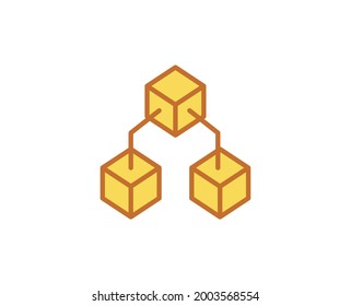 Line blockchain icon on white background