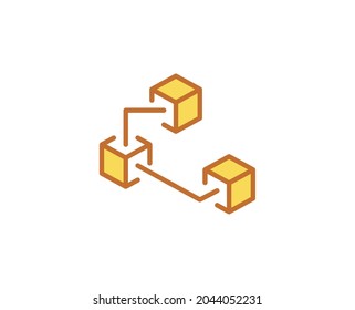Line blockchain icon on white background

