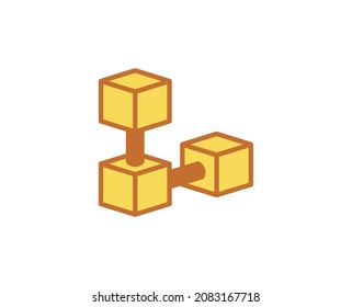 Line blockchain icon on white background