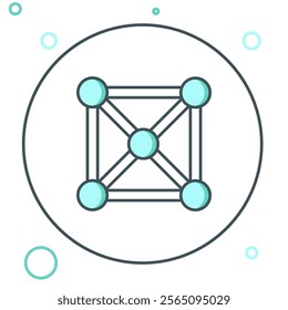 Line Blockchain technology icon isolated on white background. Cryptocurrency data. Abstract geometric block chain network technology business. Colorful outline concept. Vector