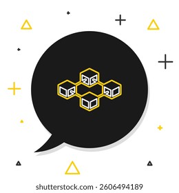 Line Blockchain technology icon isolated on white background. Cryptocurrency data. Abstract geometric block chain network technology business. Colorful outline concept. Vector