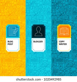 Line Blogging Package Labels. Vector Illustration. Template for Packaging Design.