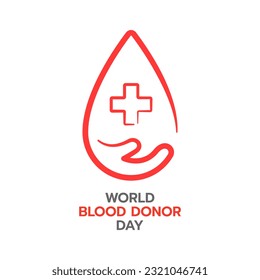 Cae sangre de línea con forma de mano. Concepto de donación de sangre. Logo de donación de sangre. Día Mundial del Donante de Sangre. Ilustración vectorial.