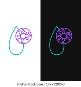 Line Blood test and virus molecule coronavirus icon isolated on white and black background. Coronavirus, COVID-19. 2019-nCoV. Colorful outline concept. Vector