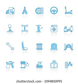 Line with blue background  Auto service and car part icons - vector icon set 2