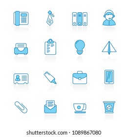 Line with blue background  Business and office Icons - vector icon set