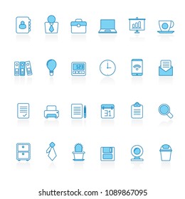 Line with blue background  Business and office icons - vector icon set