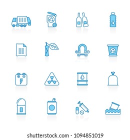 Line with blue background  Garbage and rubbish icons - vector icon set