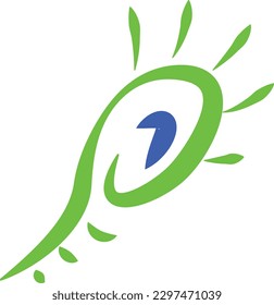 line of blue in green peacock feather tail logo