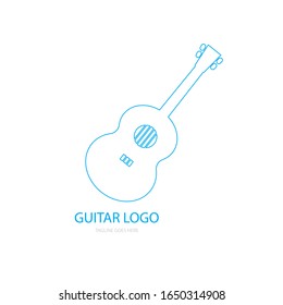 line blue guitar logo vector