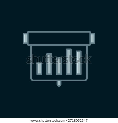 Line Board with graph chart icon isolated on black background. Report text file icon. Accounting sign. Audit, analysis, planning. Flat filled outline style with shadow. Vector