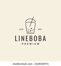 line boba drink dots simple logo design vector graphic symbol icon illustration creative idea