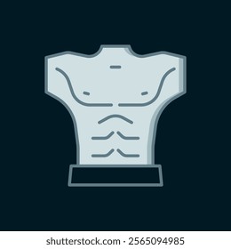 Line Bodybuilder showing his muscles icon isolated on black background. Fit fitness strength health hobby concept. Flat filled outline style with shadow. Vector