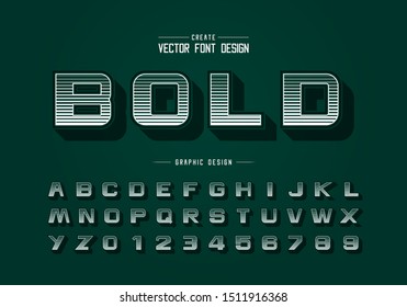 Line bold font and alphabet vector, Digital design typeface letter and number, Graphic text on background