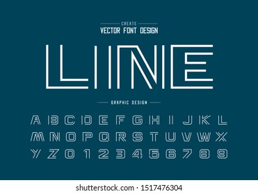 Line bold font and alphabet vector, Design typeface letter and number, Graphic text on background