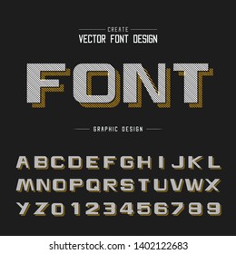 Line Bold Font Shadow and alphabet vector, Design typeface letter and number, Graphic text on background