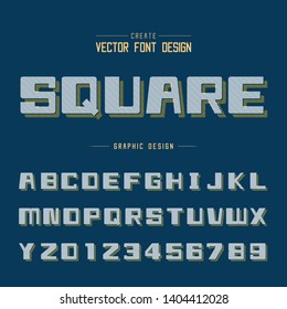 Line Bold Font shadow and Graphic alphabet vector, Square typeface letter and number design