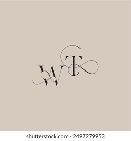 line and bold mix concept WT wedding serif monogram logo letter beautiful initial