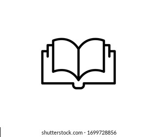 Line Book icon isolated on white background. Outline symbol for website design, mobile application, ui. Book pictogram. Vector illustration, editorial stroke. Eps10