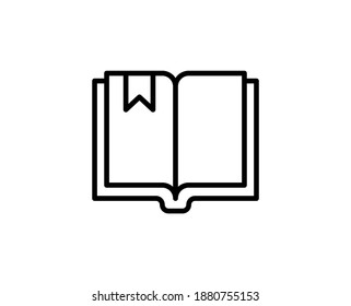 Line Book icon isolated on white background. Outline symbol for website design, mobile application, ui. Book pictogram. Vector illustration, editorial stroke. Eps10