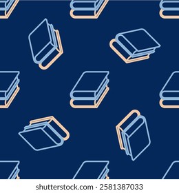Line Book icon isolated seamless pattern on blue background.  Vector