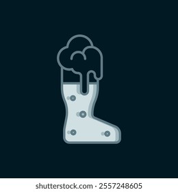 Line Boot beer glass icon isolated on black background. Flat filled outline style with shadow. Vector