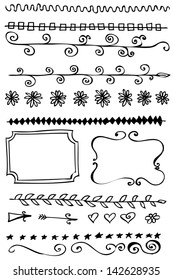 line border doodle frame nails drawn vector straight outline set and design part line border doodle frame white vegetation petal nails community fingers teamwork black abstract boundary stack single l