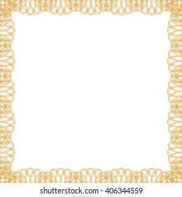 Line border frame with abstract guilloche lace contour on white (transparent) background. Space for text can be used for invitations, poster or greeting cards. Vector illustration eps