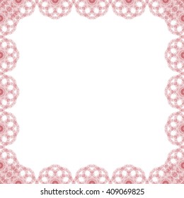 Line border frame with abstract guilloche lace contour on white (transparent) background. Space for text can be used for invitations, poster or greeting cards. Vector illustration eps
