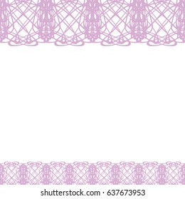 Line border frame, abstract guilloche lace contour on white (transparent) background. Vector illustration for invitations, banknotes, diplomas, certificates, tickets and other papers security design