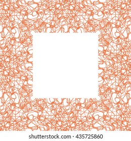 Line border frame with delicate guilloche lace contour isolated on white (transparent) background. Space for invitations, promotional poster or greeting cards text. Vector illustration eps