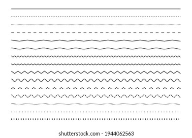 Line Border Set, Dotted Lines, Curvy Lines, Vector Divider, Line Divider, UI Design, Dots and Dashes, Web Design, Vector Illustration Background