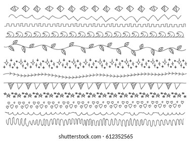 line border set Hand drawn doodle vector illustration