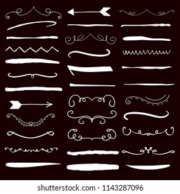 Line borders, text dividers and laurel design elements. Vector illustration