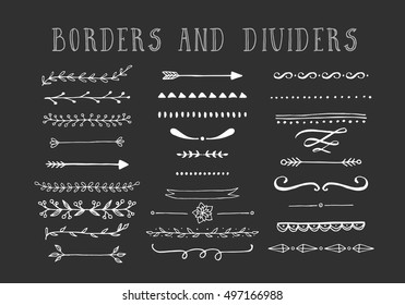 Line borders, text dividers and laurel design elements