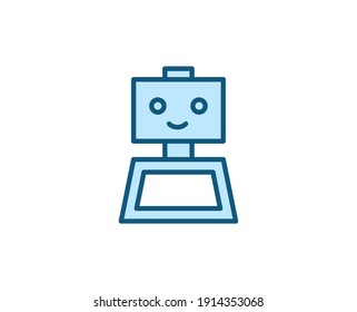 Line Bot icon isolated on white background. Outline symbol for website design, mobile application, ui. Electronics pictogram. Vector illustration, editorial stroсk. 