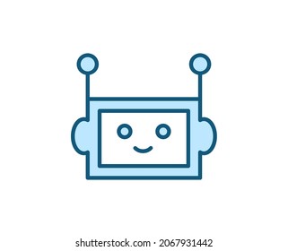 Icono de Bot de línea aislado en fondo blanco. Símbolo de esquema para diseño de sitio web, aplicación móvil, ui. Pictograma electrónico. Ilustración vectorial, с editorial k. 
