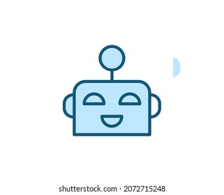 Line Bot icon isolated on white background. Outline symbol for website design, mobile application, ui. Electronics pictogram. Vector illustration, editorial stroсk. 